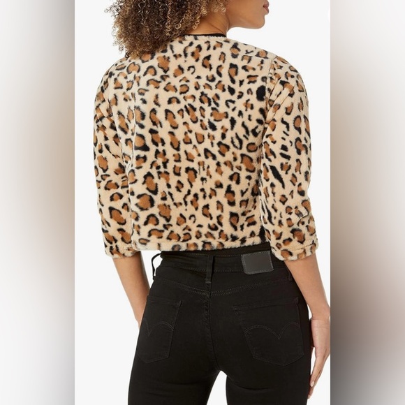 Woman’s Calvin Klein Cropped Leopard Jacket Cardigan Shrug Coat Top Size S New - Picture 11 of 11